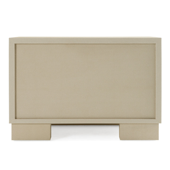 Cartier - Modern Beige Shagreen and Brushed Brass Nightstand