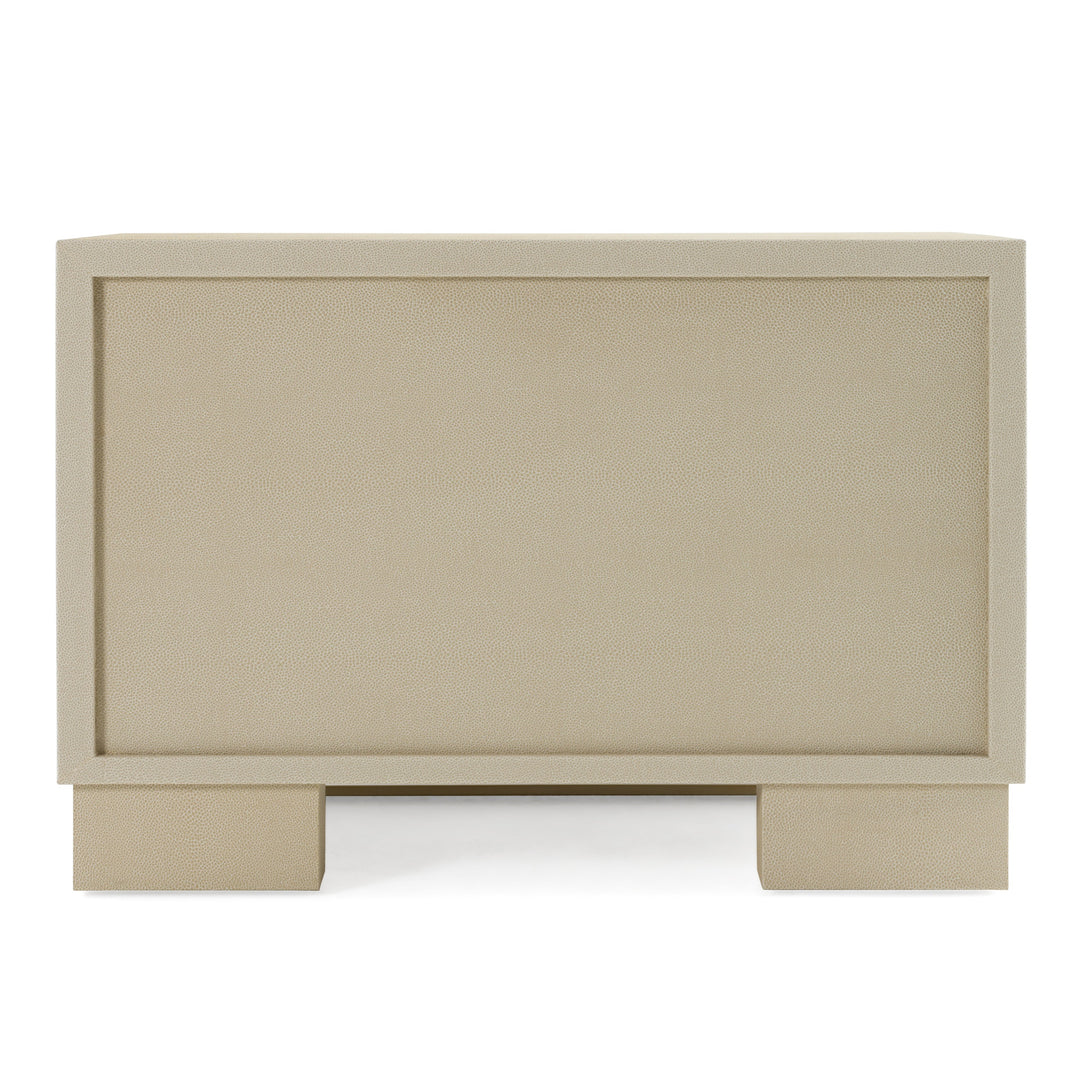 Cartier - Modern Beige Shagreen and Brushed Brass Nightstand