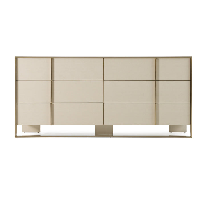 Cartier - Modern Beige Shagreen and Brushed Brass Dresser