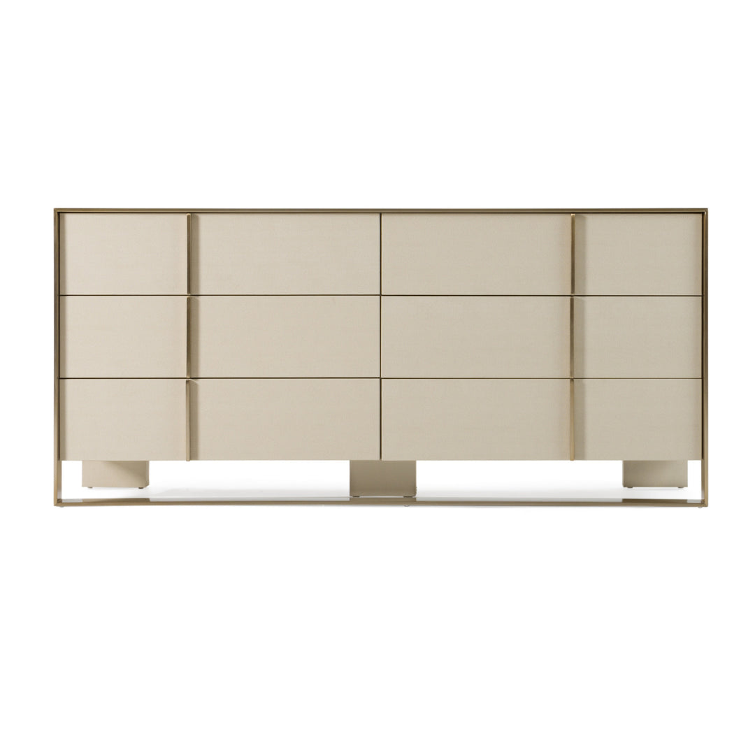 Cartier - Modern Beige Shagreen and Brushed Brass Dresser