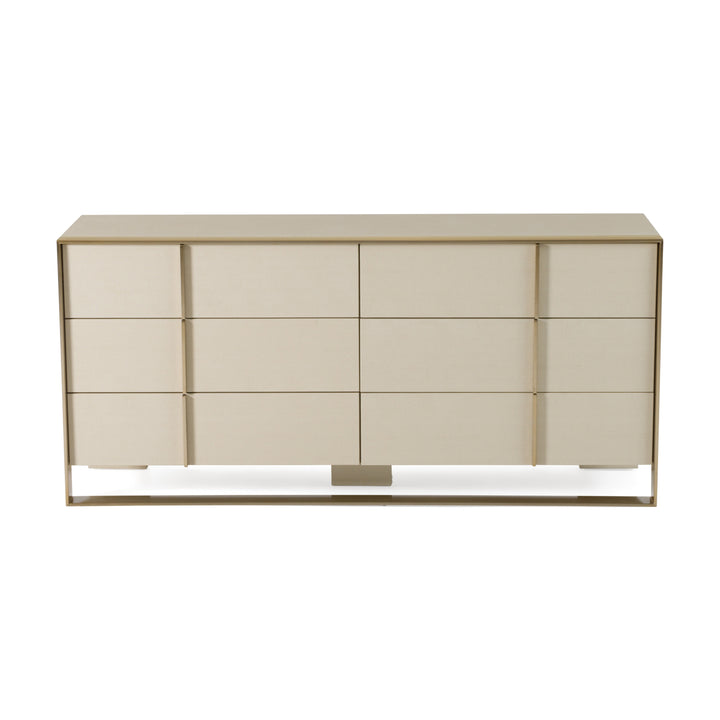 Cartier - Modern Beige Shagreen and Brushed Brass Dresser