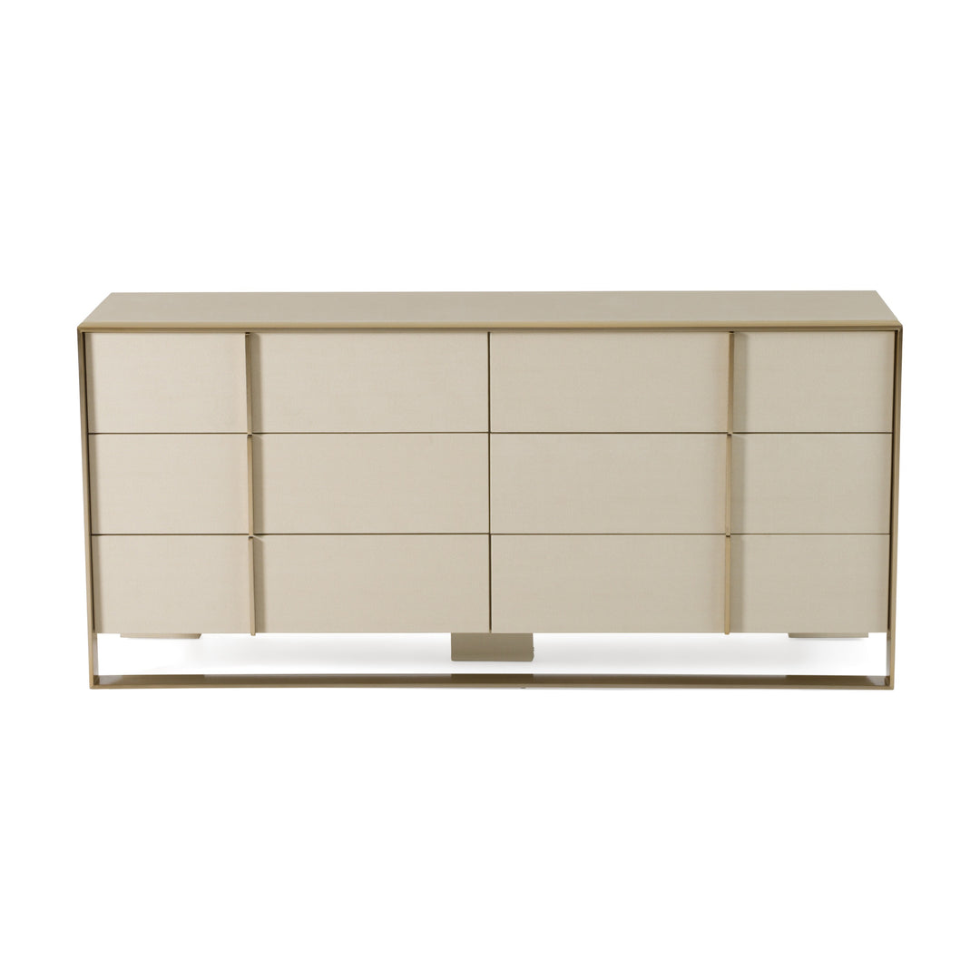 Cartier - Modern Beige Shagreen and Brushed Brass Dresser