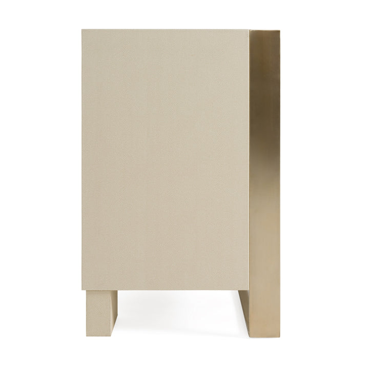 Cartier - Modern Beige Shagreen and Brushed Brass Dresser