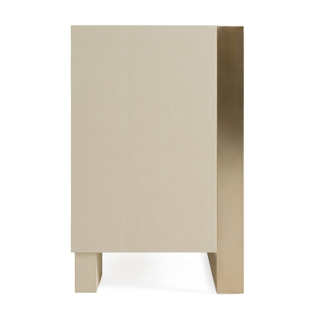 Cartier - Modern Beige Shagreen and Brushed Brass Dresser