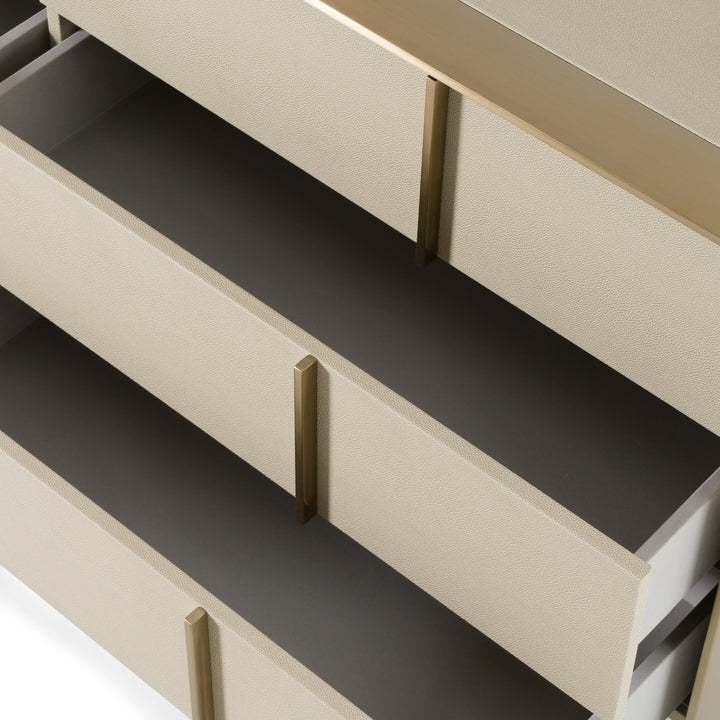 Cartier - Modern Beige Shagreen and Brushed Brass Dresser