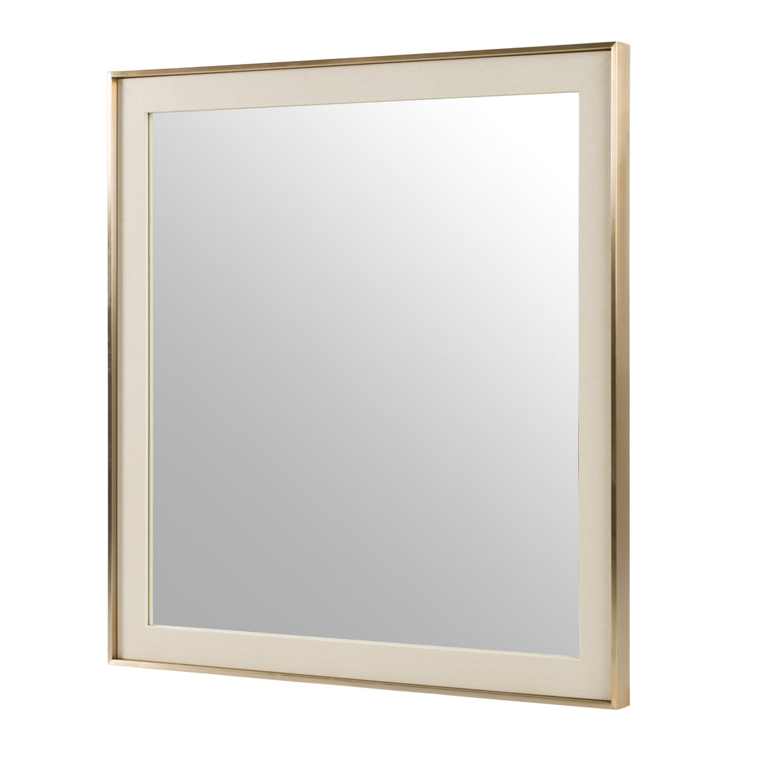 Cartier - Modern Beige Shagreen & Brushed Brass Mirror