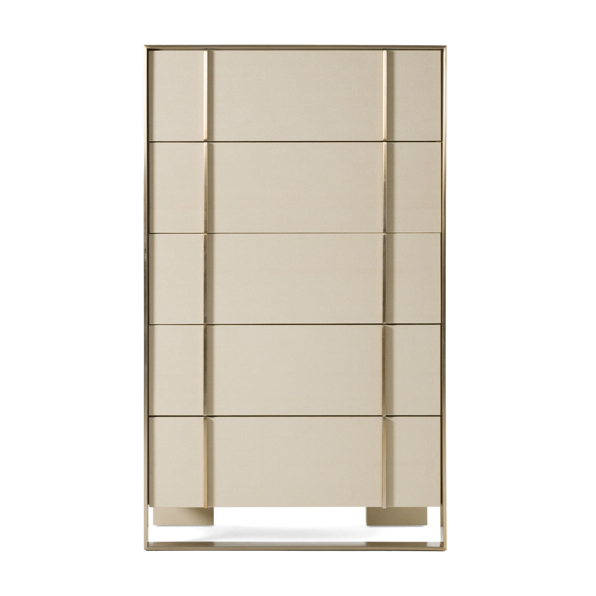 Cartier - Modern Beige Shagreen and Brushed Brass Chest