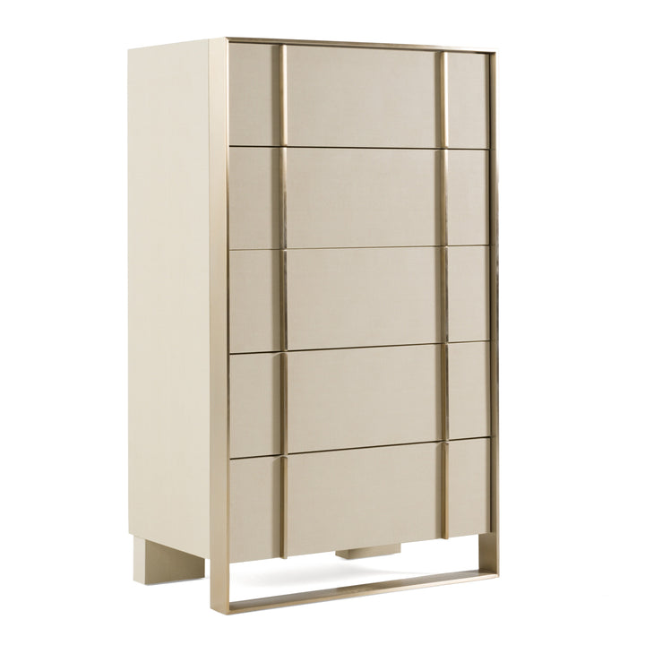 Cartier - Modern Beige Shagreen and Brushed Brass Chest