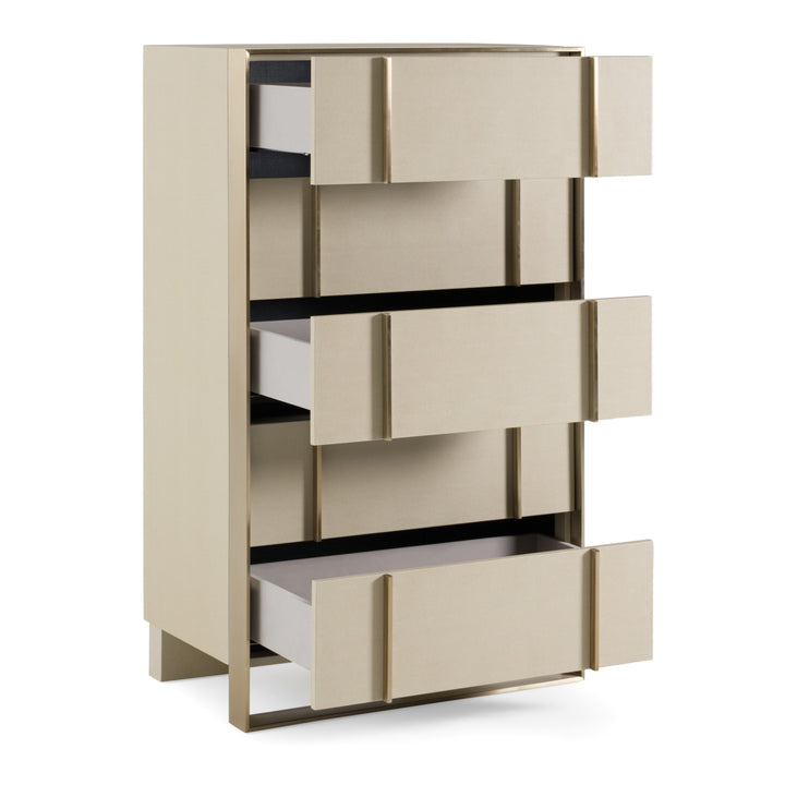 Cartier - Modern Beige Shagreen and Brushed Brass Chest