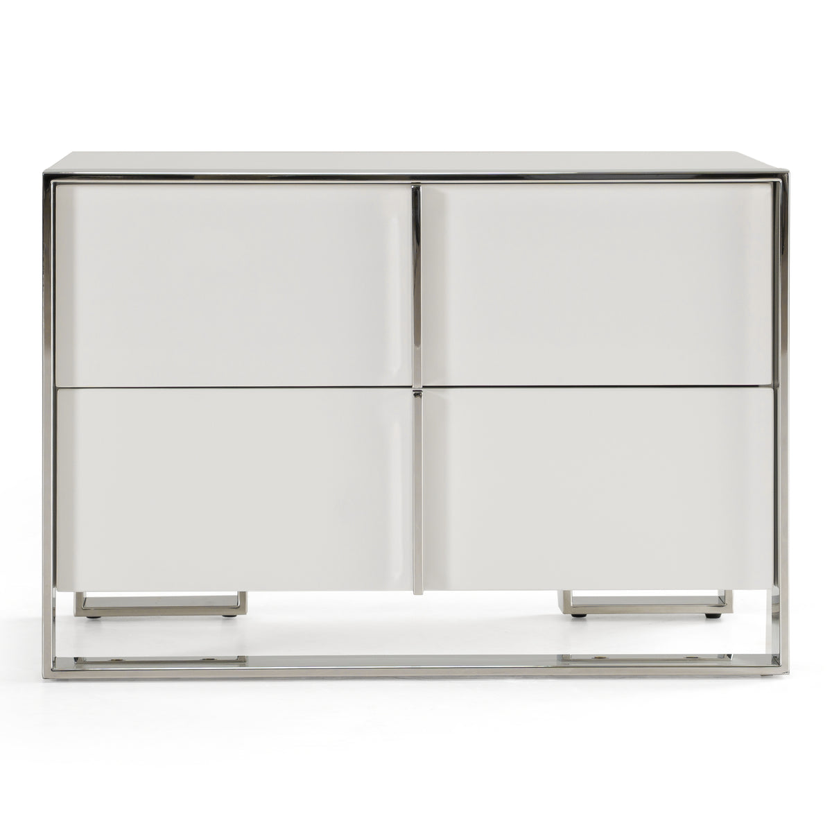 Cartier - Modern White + Stainless Steel Nightstand