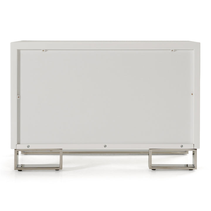 Cartier - Modern White + Stainless Steel Nightstand