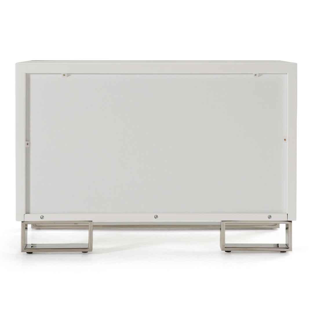 Cartier - Modern White + Stainless Steel Nightstand