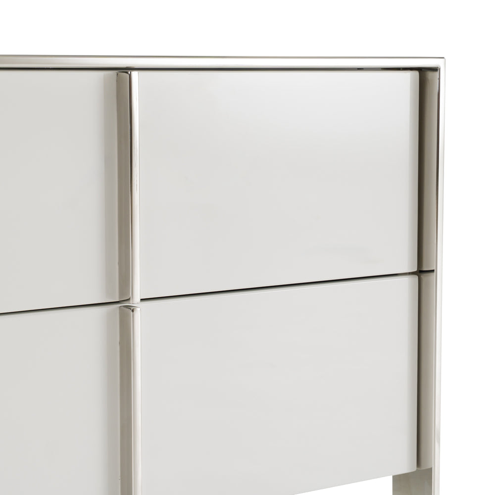 Cartier - Modern White + Stainless Steel Nightstand - View 10