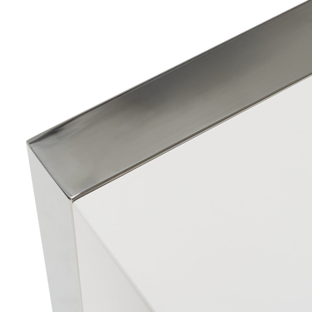 Cartier - Modern White + Stainless Steel Nightstand