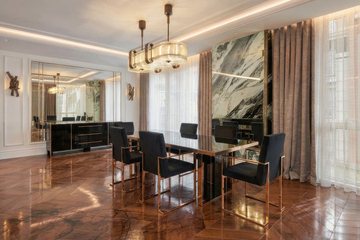 Cartier Modern Black &amp; Rosegold Dining Table