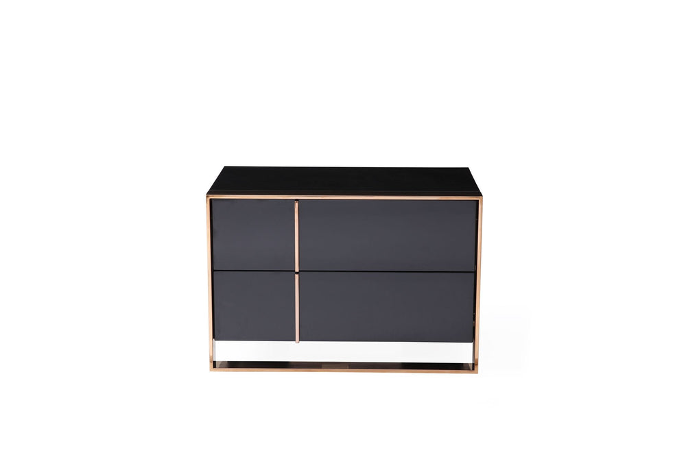 Cartier - Queen Modern Black + Rose Gold Bed + Nightstands - View 5