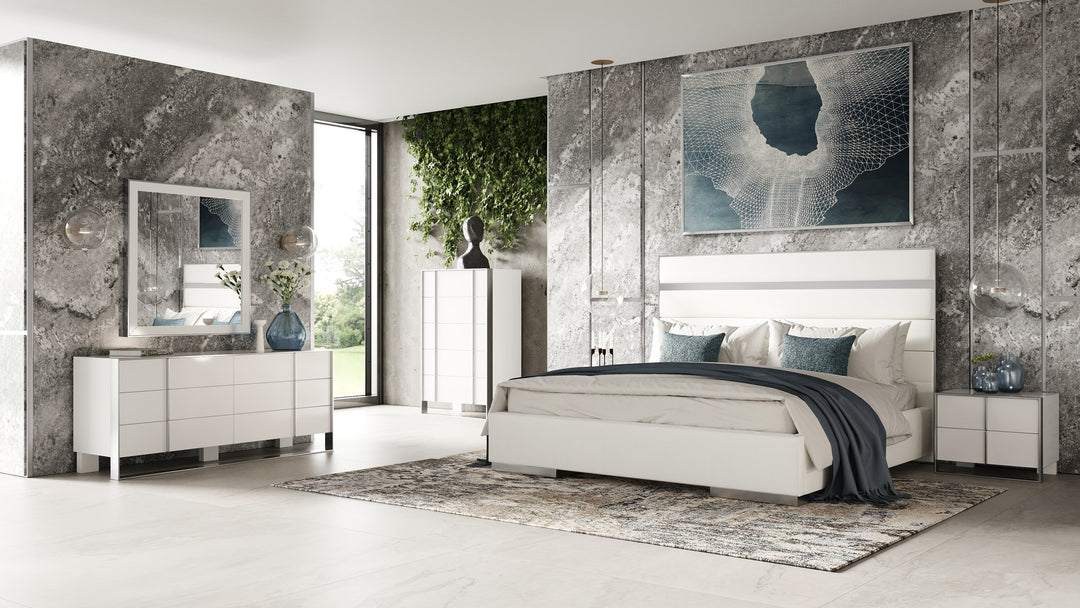 Cartier - Modern White Vegan Leather  Stainless Steel Bed