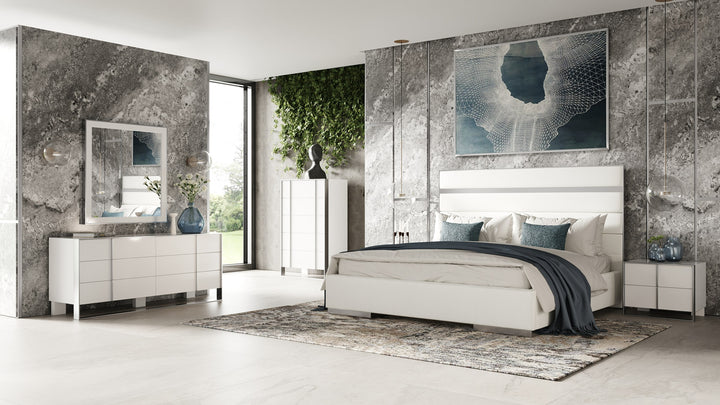 Cartier - Modern White Vegan Leather + Stainless Steel Bed