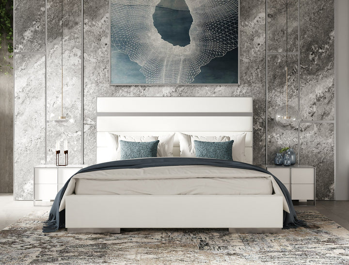 Cartier - Modern White Vegan Leather + Stainless Steel Bed
