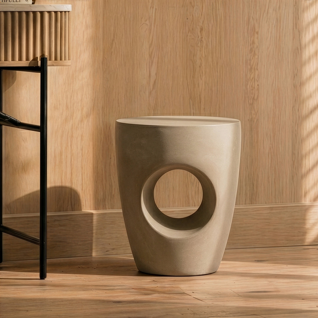 Carville - Modern Beige Fiberform Dining Stool/End Table