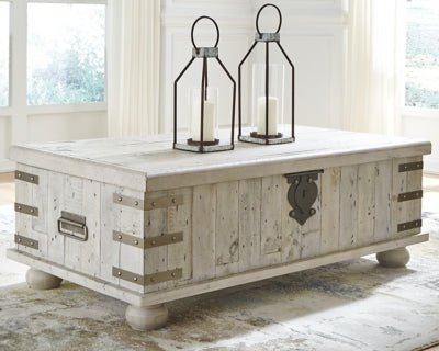 Carynhurst Coffee Table with Lift Top - Pearl Silver Cocktail Table modern furniture Contempo Furniture