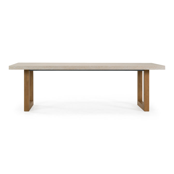 Cascais - Outdoor Grey + Faux Travertine + Eucalyptus Dining Table