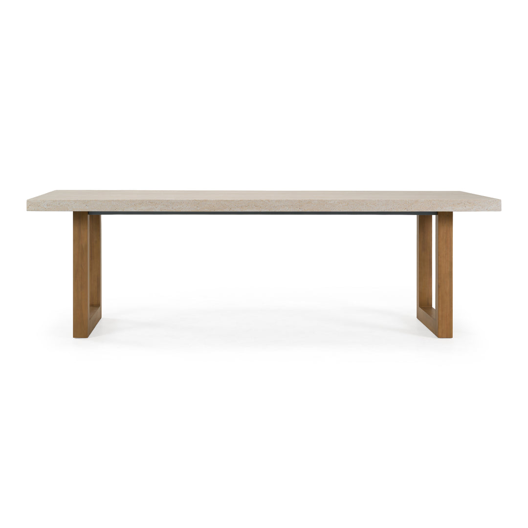 Cascais - Outdoor Grey + Faux Travertine + Eucalyptus Dining Table