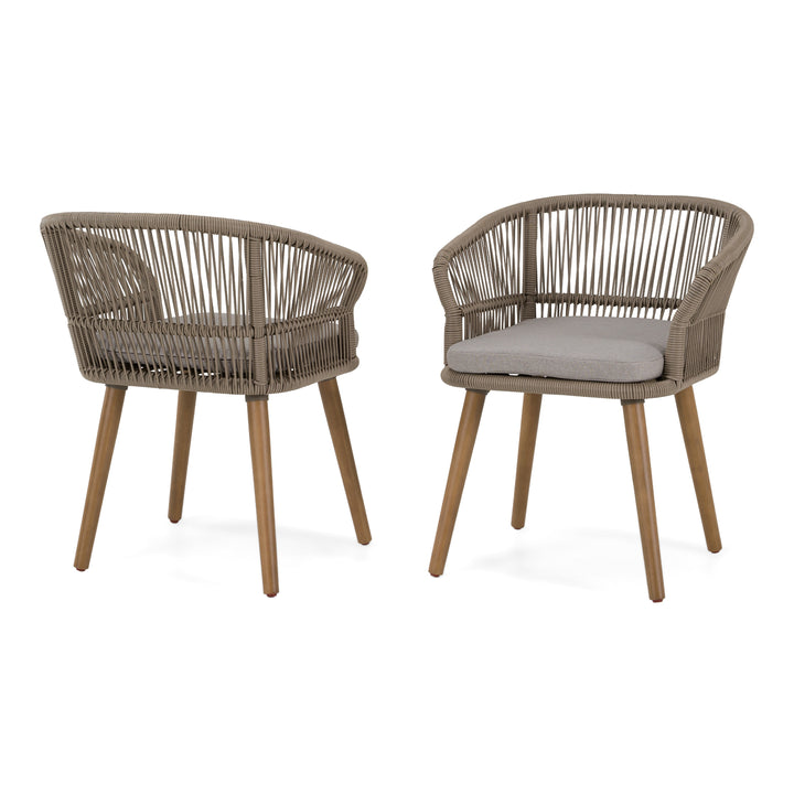 Cascais - Outdoor Light Grey Fabric + Eucalyptus Dining Chair (Set of 2)