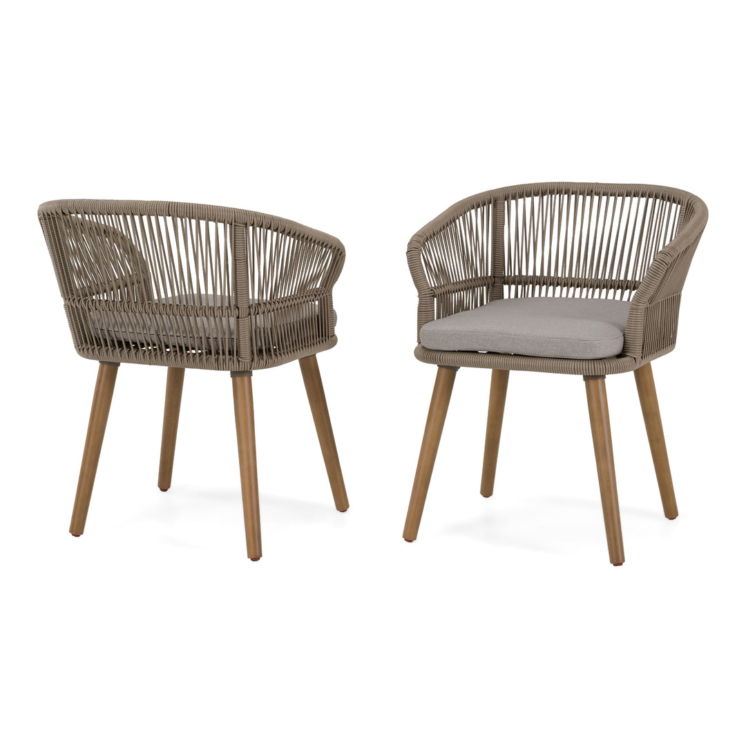 Cascais - Outdoor Light Grey Fabric + Eucalyptus Dining Chair (Set of 2)
