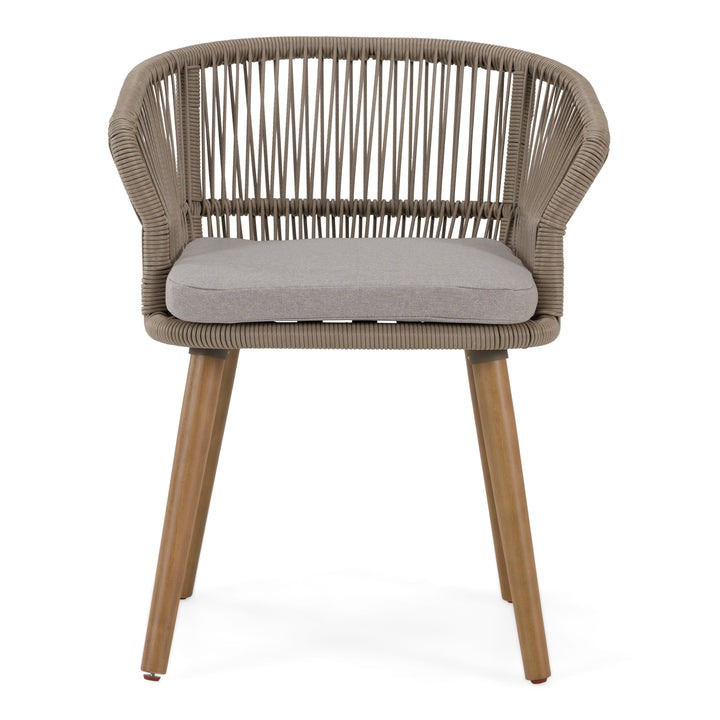 Cascais - Outdoor Light Grey Fabric + Eucalyptus Dining Chair (Set of 2)