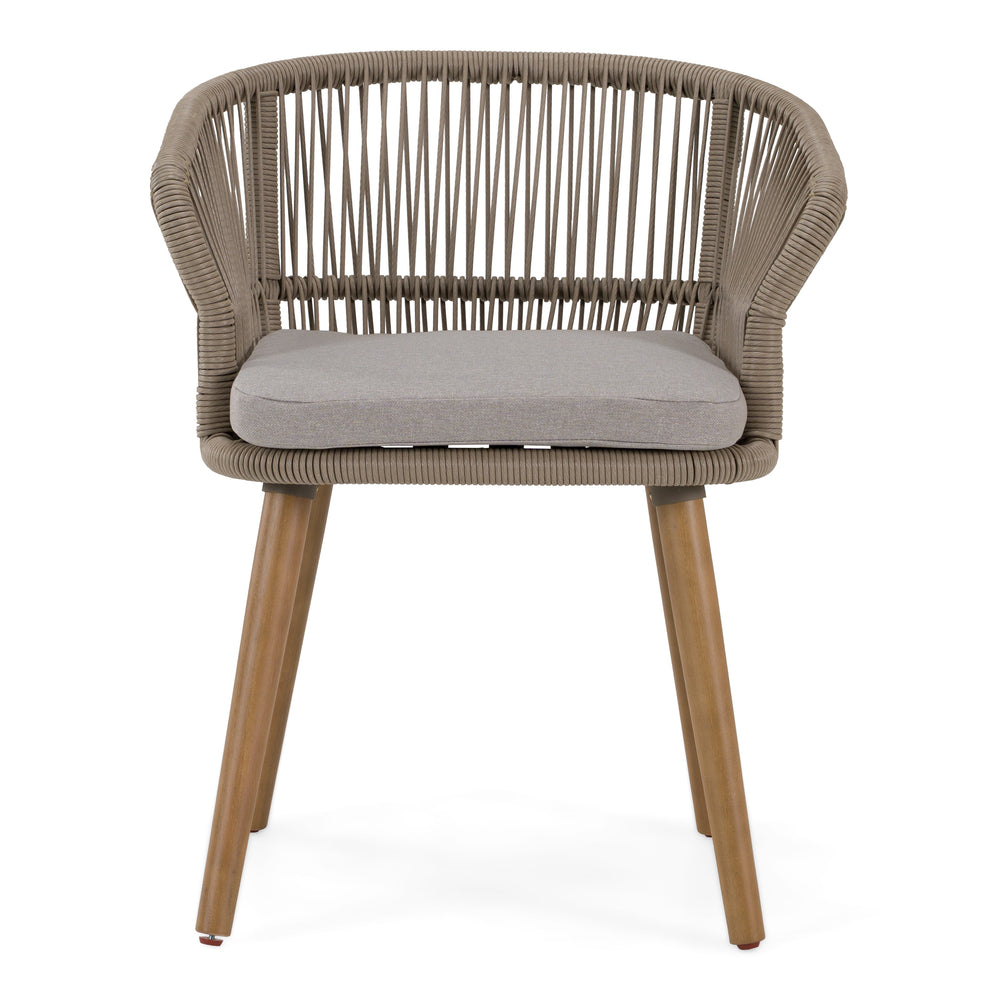Cascais - Outdoor Light Grey Fabric + Eucalyptus Dining Chair (Set of 2) - View 2