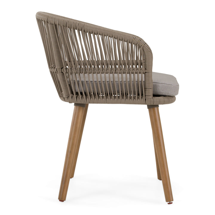 Cascais - Outdoor Light Grey Fabric + Eucalyptus Dining Chair (Set of 2)