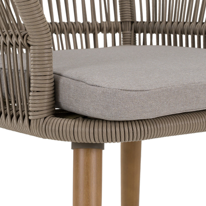 Cascais - Outdoor Grey + Faux Travertine + Eucalyptus Dining Table Set