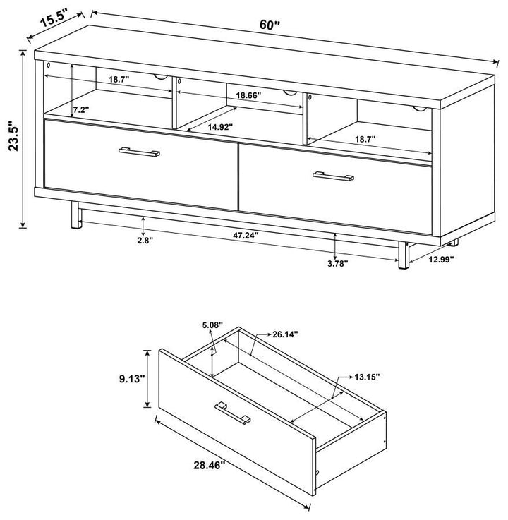 Casey - 2 - Drawer Engineered Wood TV Stand - Cappuccino TV Stand modern furniture Contempo Furniture
