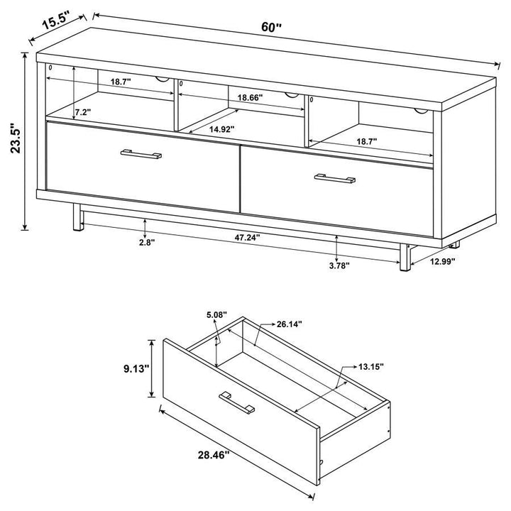 Casey - 2 - Drawer Engineered Wood TV Stand - White TV Stand modern furniture Contempo Furniture