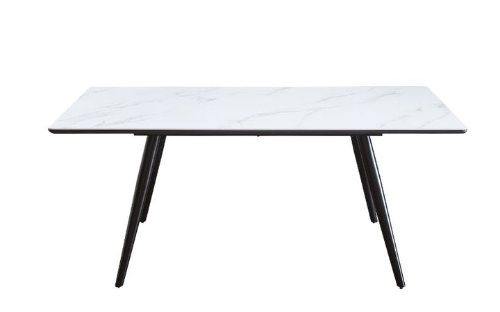 Caspian Dining Table - White Faux Marble Top &amp; Black – features