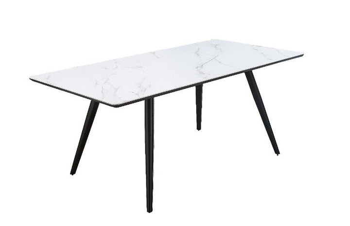 Caspian Dining Table - White Faux Marble Top &amp; Black – room view
