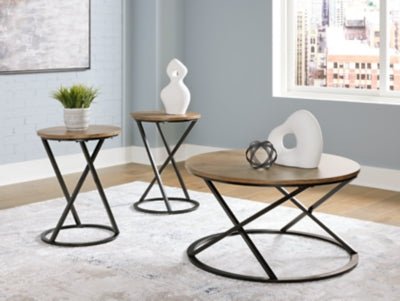 Cassbryn Table (Set of 3) - Light Brown Table Set modern furniture Contempo Furniture