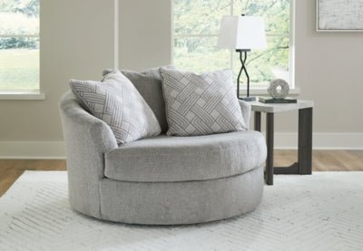 Casselbury Oversized Swivel Accent Chair - Dark Gray Swivel Chair modern furniture Contempo Furniture