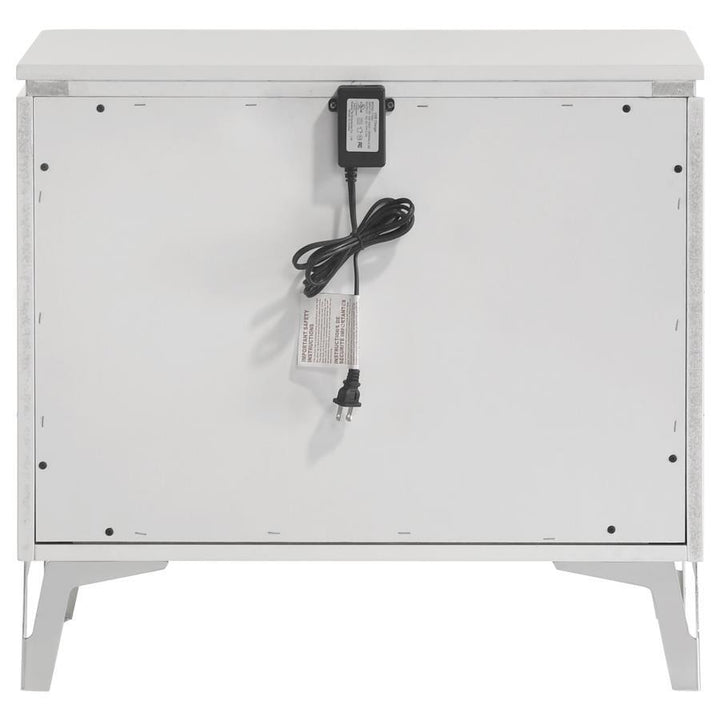 Cassia - 2 - Drawer Nightstand Bedside Table - White High Gloss Accent Nightstand modern furniture Contempo Furniture
