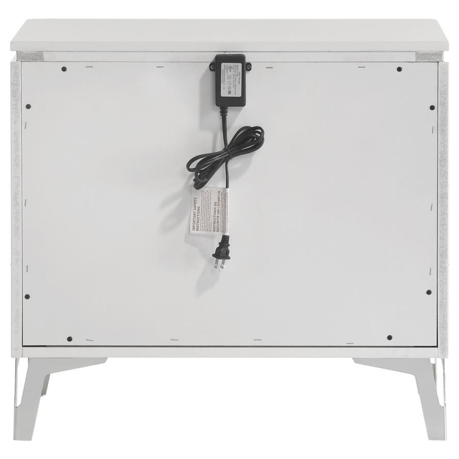 Cassia - 2 - Drawer Nightstand Bedside Table - White High Gloss Accent Nightstand modern furniture Contempo Furniture