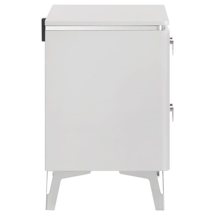 Cassia - 2 - Drawer Nightstand Bedside Table - White High Gloss Accent Nightstand modern furniture Contempo Furniture