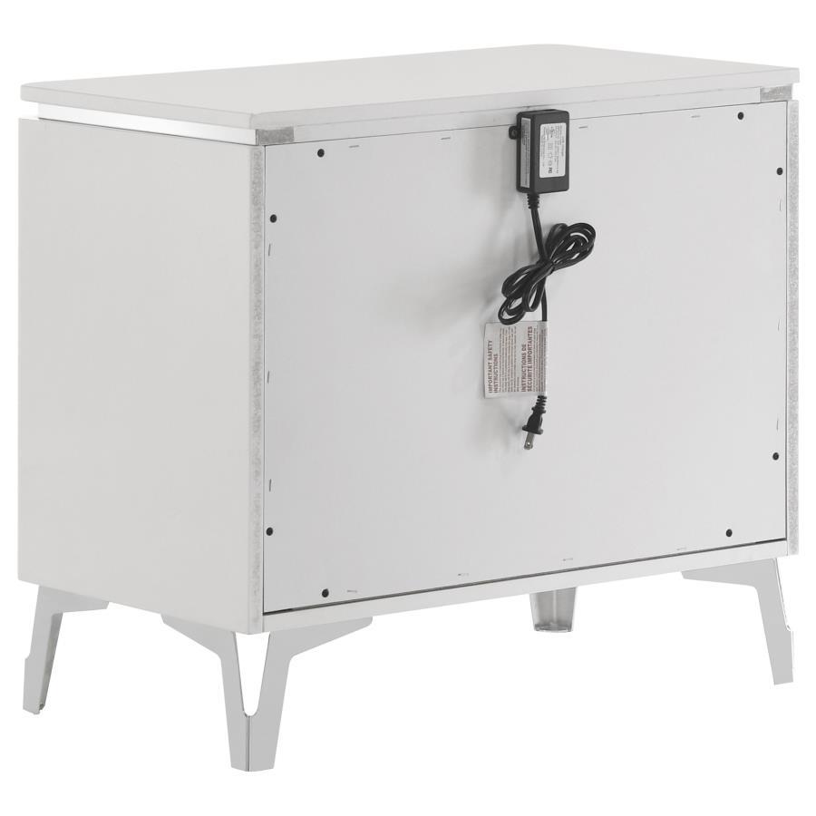 Cassia - 2 - Drawer Nightstand Bedside Table - White High Gloss Accent Nightstand modern furniture Contempo Furniture