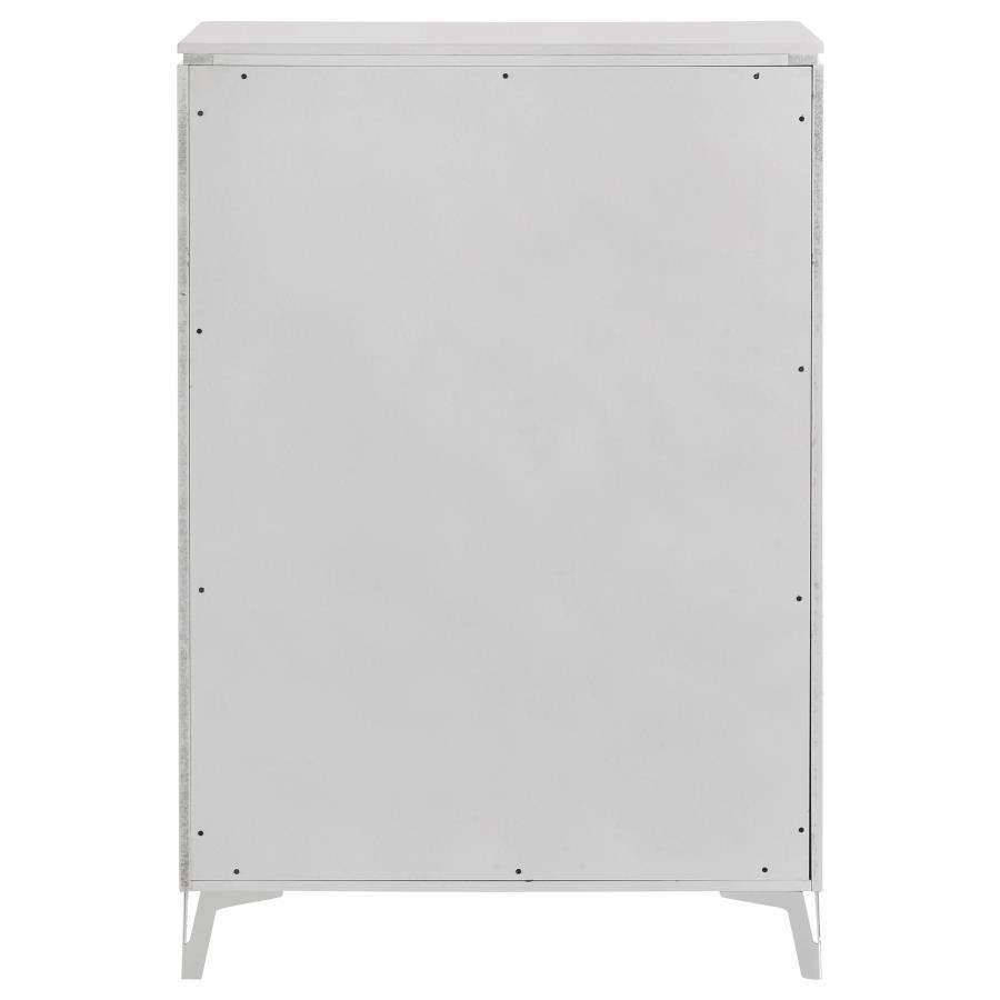 Cassia - 5 - Drawer Bedroom Chest Of Drawers - White High Gloss Accent Chest modern furniture Contempo Furniture