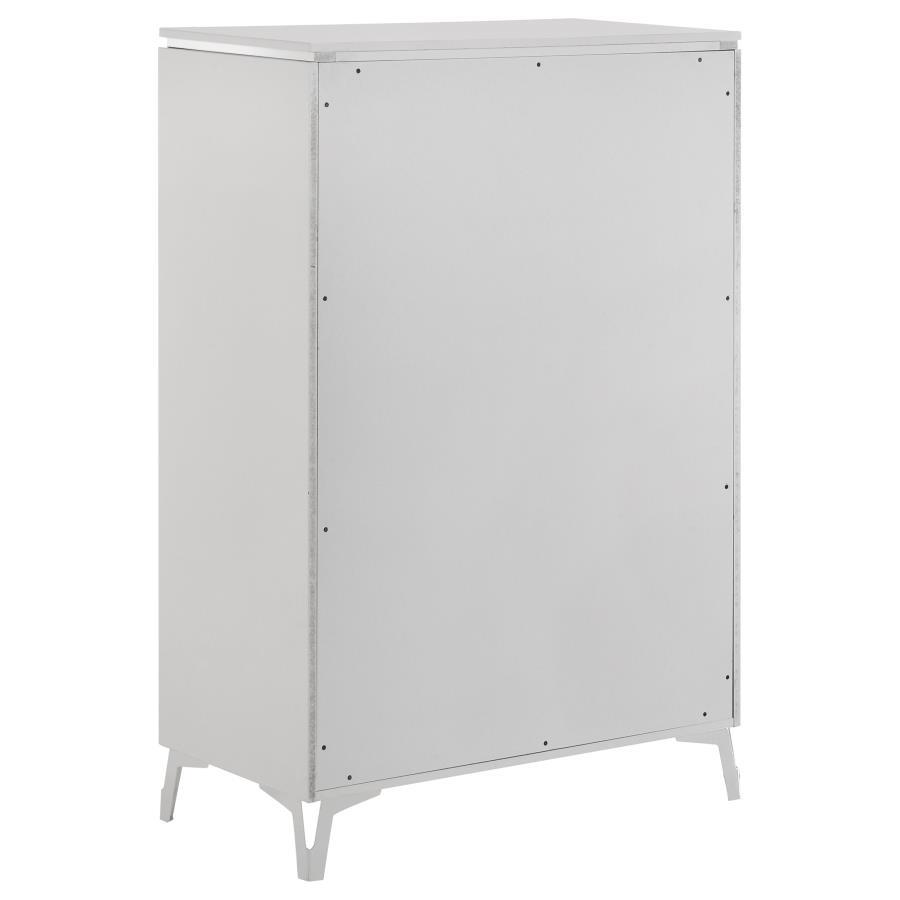 Cassia - 5 - Drawer Bedroom Chest Of Drawers - White High Gloss Accent Chest modern furniture Contempo Furniture