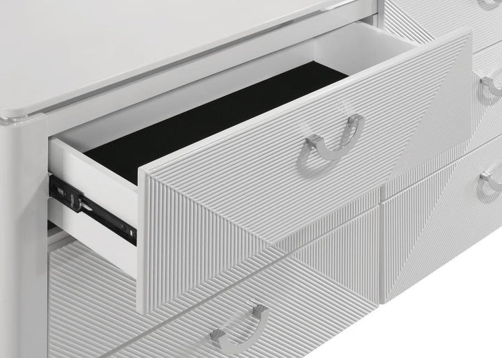 Cassia - 6 - Drawer Bedroom Dresser Cabinet - White High Gloss Dressers modern furniture Contempo Furniture