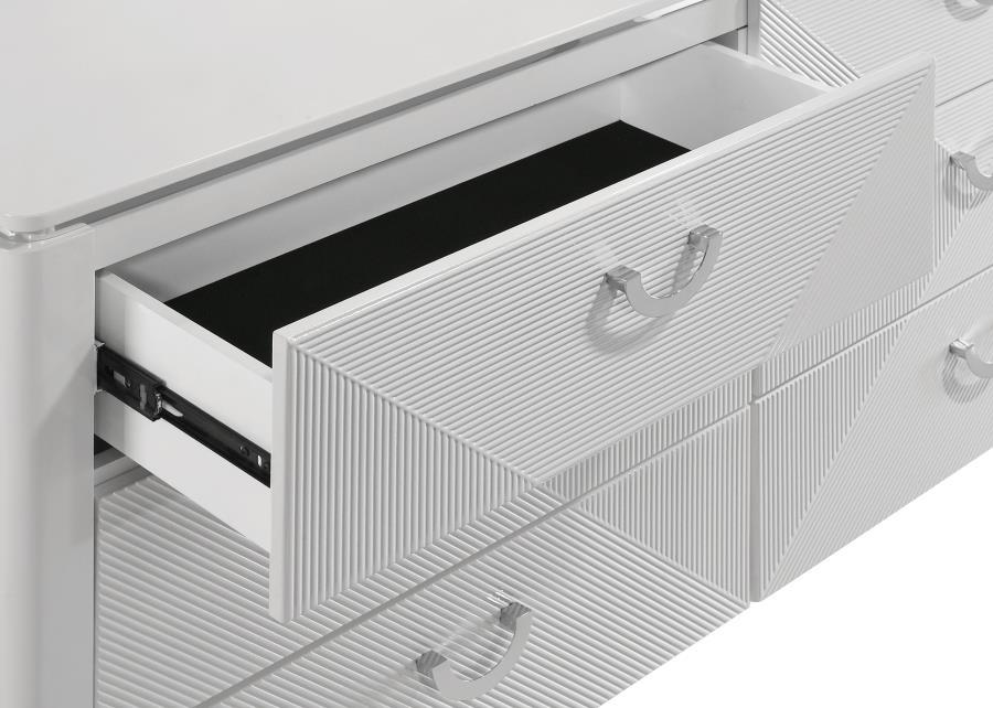 Cassia - 6 - Drawer Bedroom Dresser Cabinet - White High Gloss Dressers modern furniture Contempo Furniture