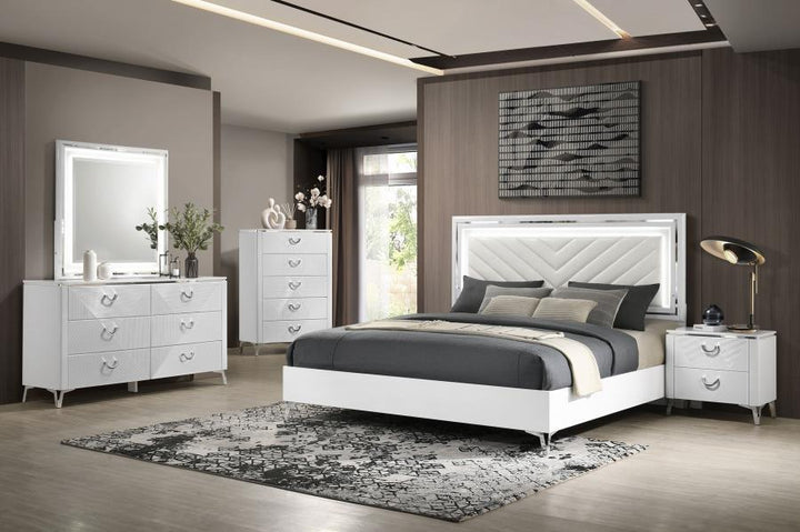Cassia - 6 - Drawer Bedroom Dresser Cabinet - White High Gloss Dressers modern furniture Contempo Furniture