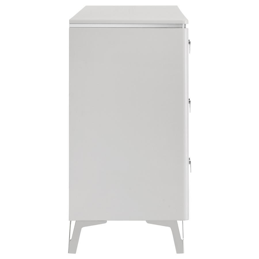 Cassia - 6 - Drawer Bedroom Dresser Cabinet - White High Gloss Dressers modern furniture Contempo Furniture