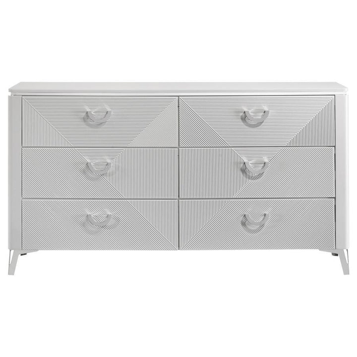 Cassia - 6 - Drawer Bedroom Dresser Cabinet - White High Gloss Dressers modern furniture Contempo Furniture